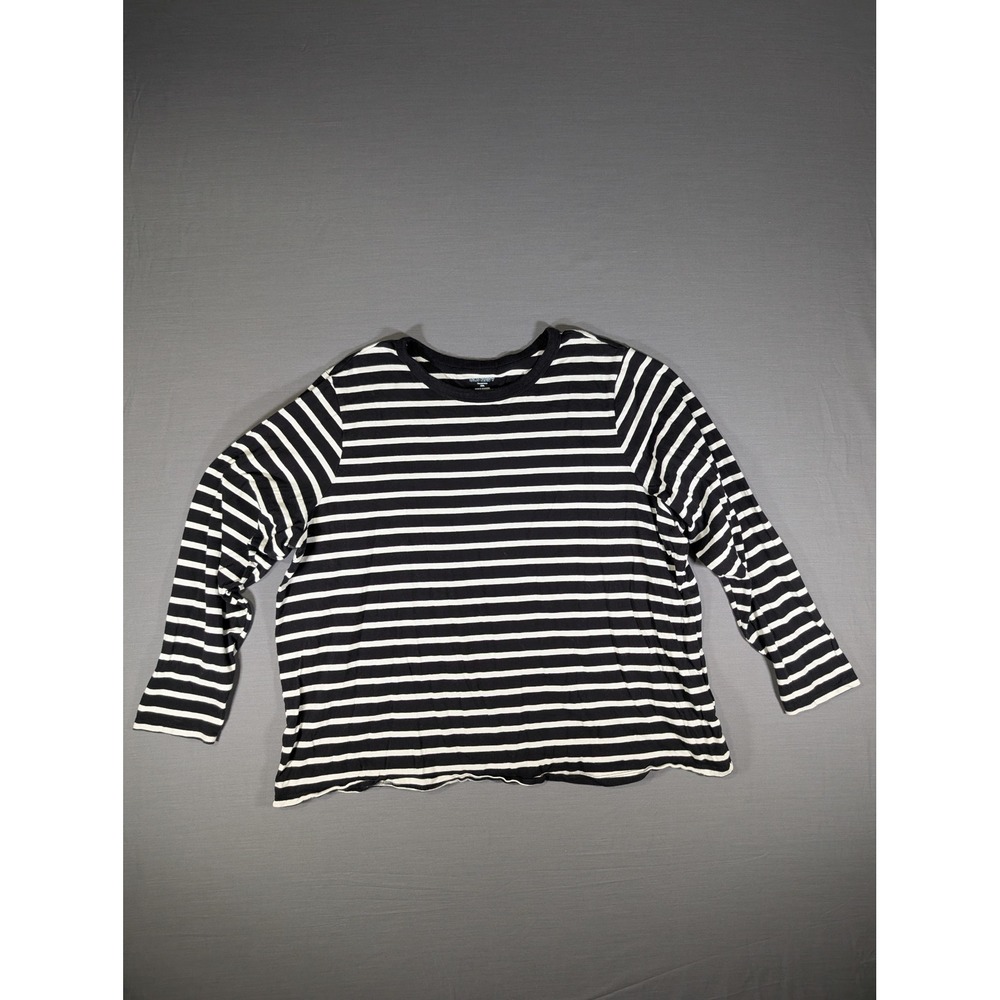 Old Navy Everywear Womens XXL Black White Striped Long Sleeve Cotton T-Shirt